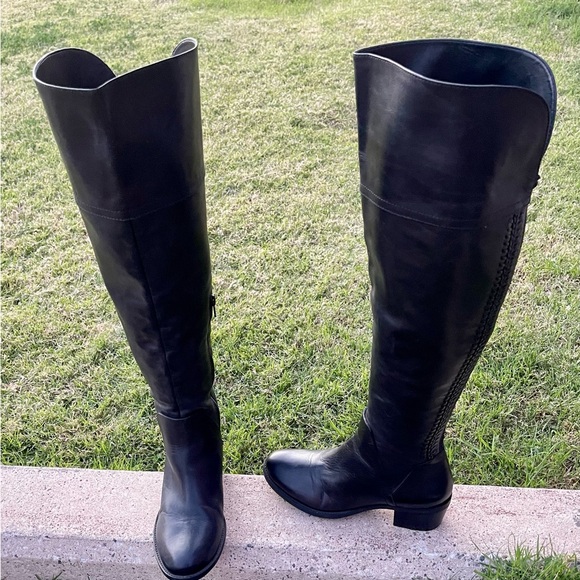 Vince Camuto Bendra Riding Boots Tall Riding Black Leather Boots Womens Size 6.5 - Picture 1 of 10